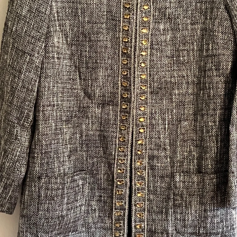 Chicos Jewel Tweed Jacket 12 Black Classic Resort Preppy Old‎ Money Luxury Chic